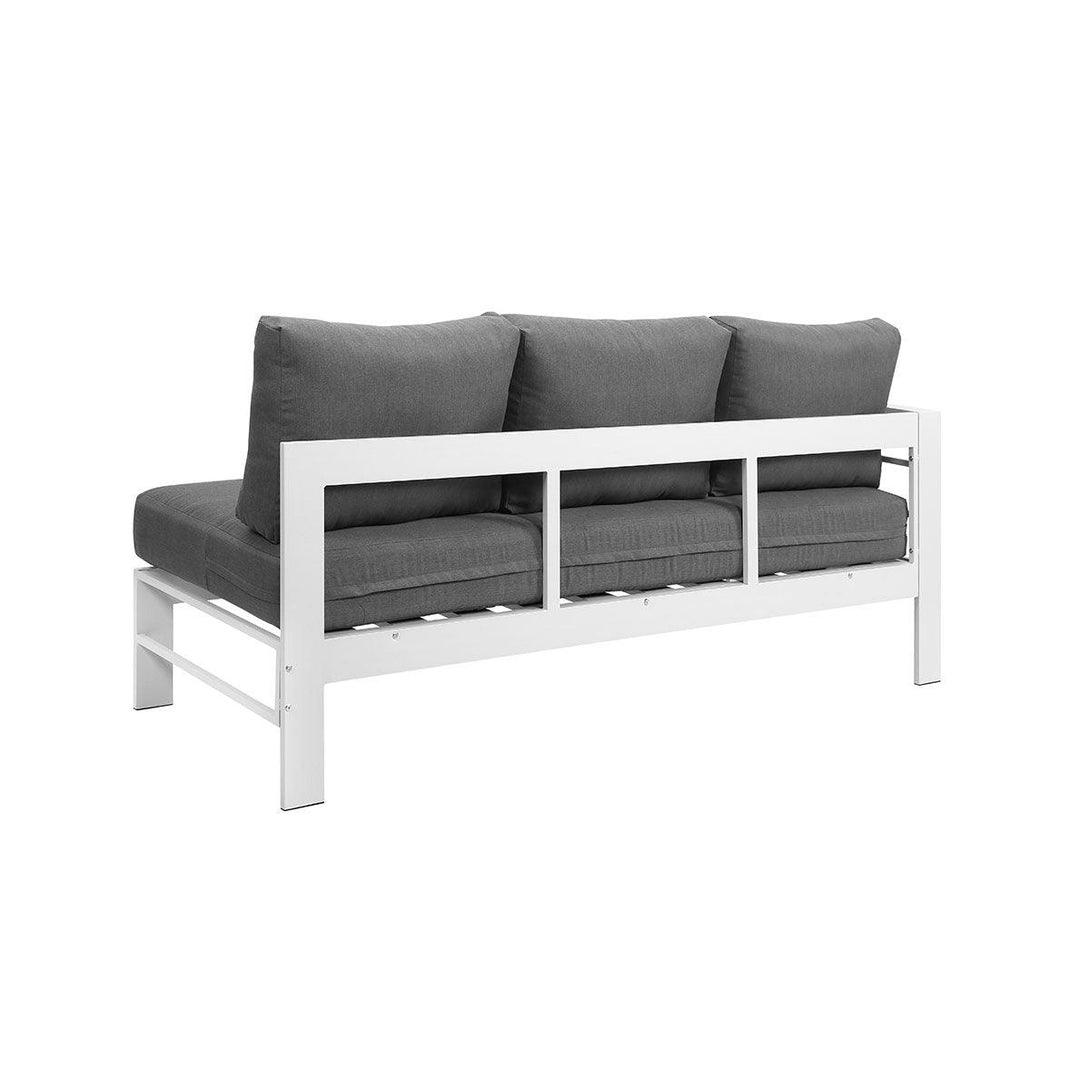 Paris 6 Seater White Aluminium L-Shaped Sofa Lounge Set - Grey Cushion - Moda Living