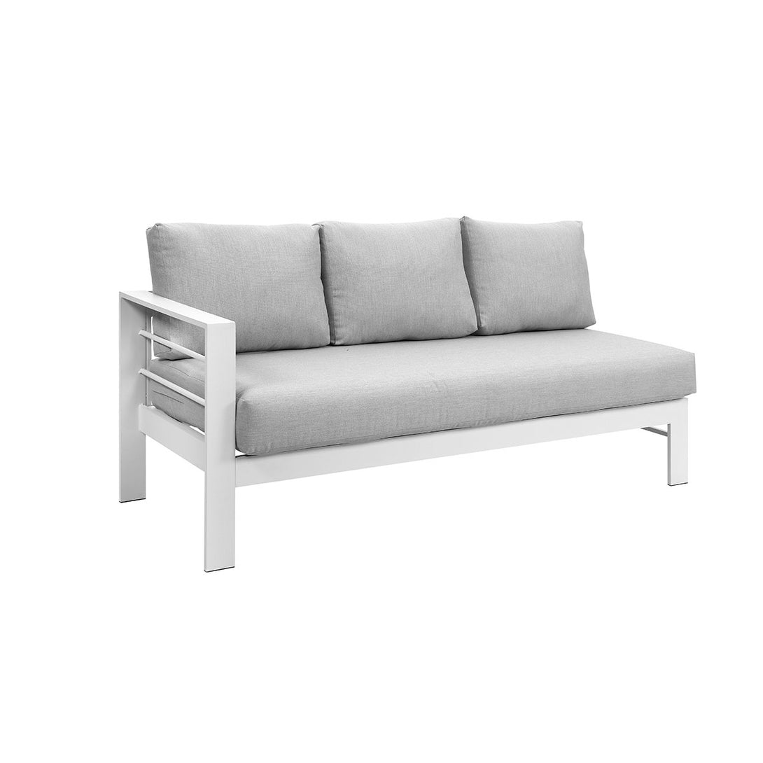 Paris 2-In-1 White Aluminium L-Shaped Sofa Lounge Dining Set - Light Grey Cushion - Moda Living