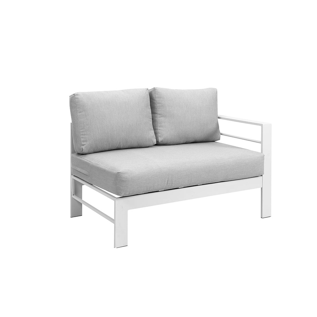 Paris 2-In-1 White Aluminium L-Shaped Sofa Lounge Dining Set - Light Grey Cushion - Moda Living