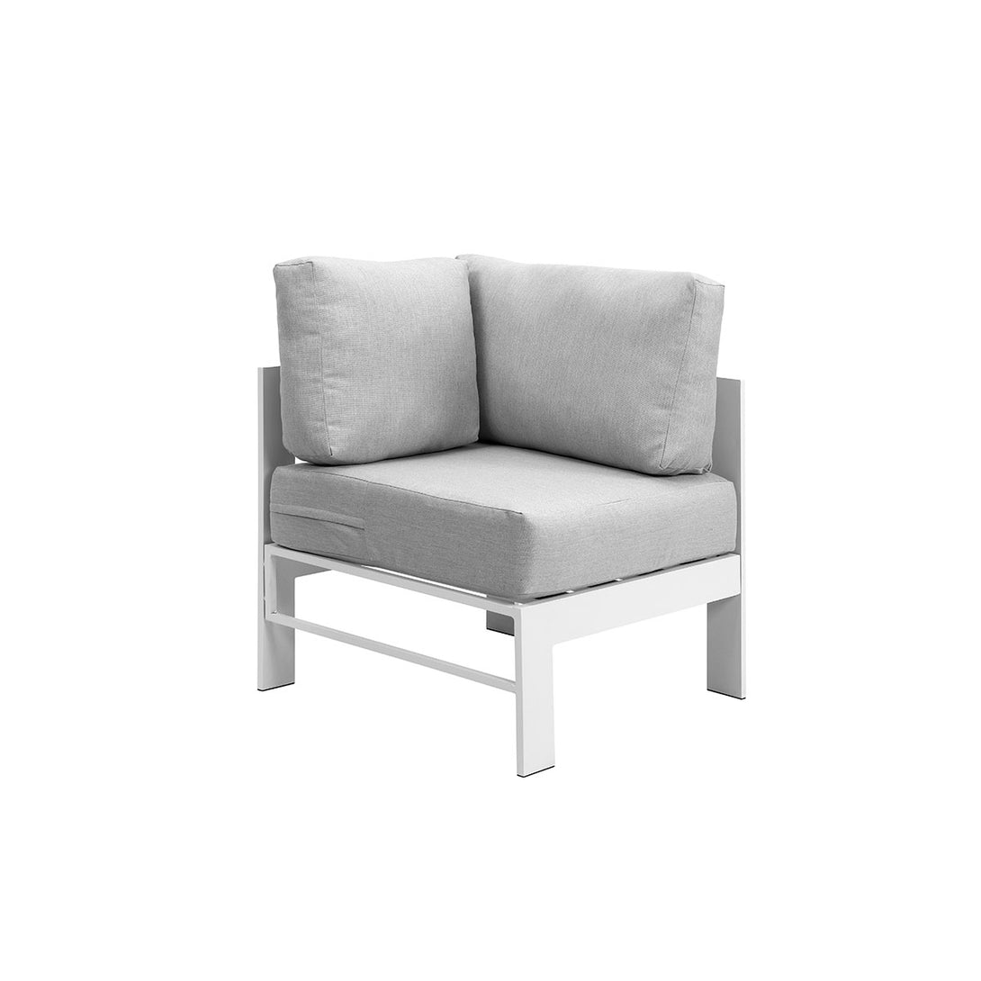 Paris 2-In-1 White Aluminium L-Shaped Sofa Lounge Dining Set - Light Grey Cushion - Moda Living