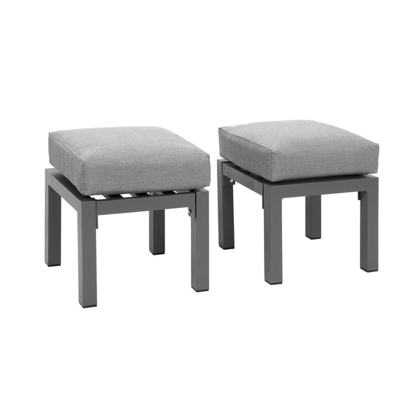 Paris Charcoal Aluminium Outdoor Stools - Grey Cushion (Set of Two)