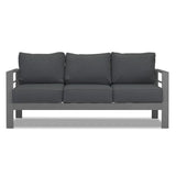 Paris 3 Seater Charcoal Aluminium Outdoor Sofa Lounge with Arms - Dark Grey Cushion - Moda Living