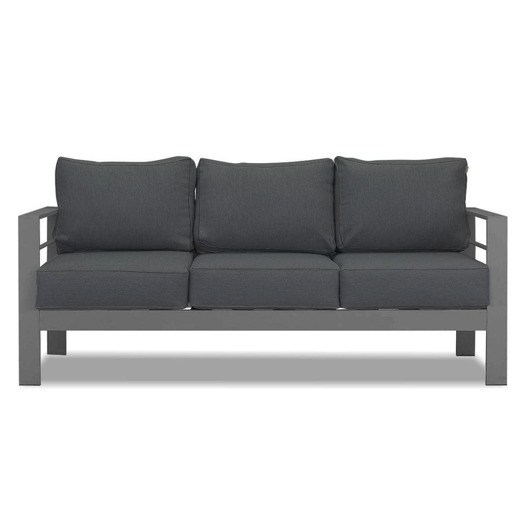 Paris 5 Seater Charcoal Aluminium Sofa Lounge Set - Dark Grey Cushion - Moda Living