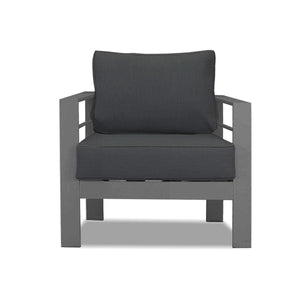 Paris 5 Seater Charcoal Aluminium Sofa Lounge Set - Dark Grey Cushion - Moda Living