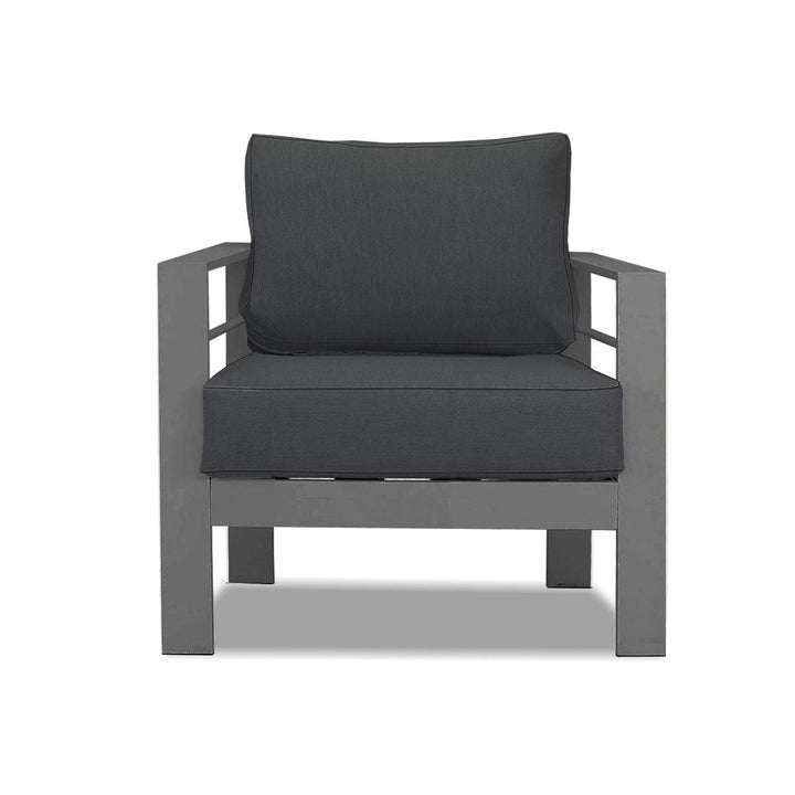 Paris 4 Piece Charcoal Aluminium Sofa Lounge Set - Dark Grey Cushion - Moda Living