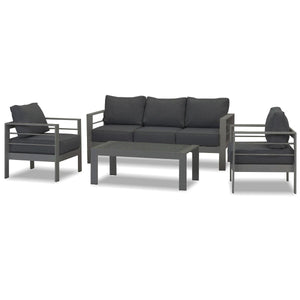 Paris 5 Seater Charcoal Aluminium Sofa Lounge Set - Dark Grey Cushion - Moda Living