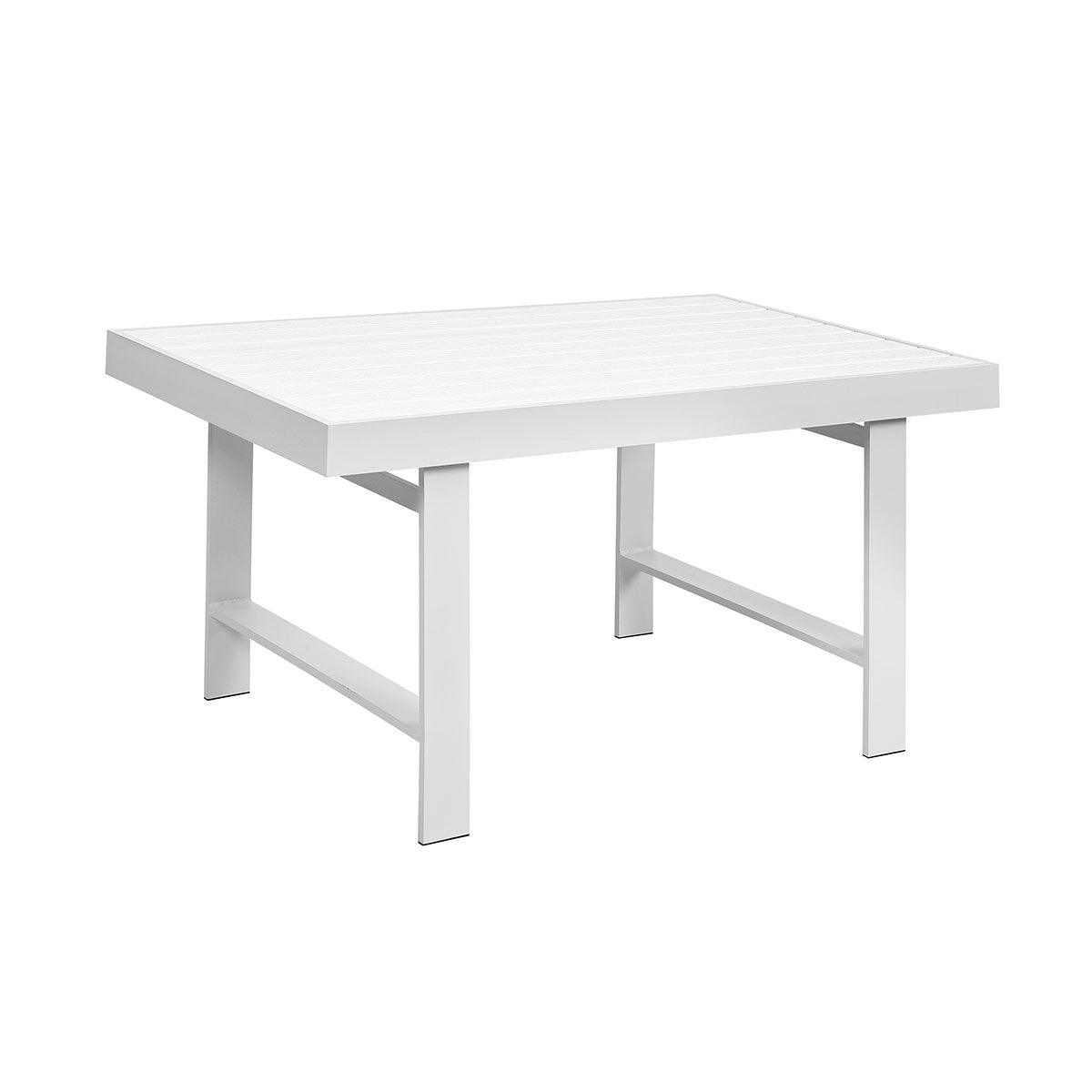 Paris White Aluminium Outdoor Dining Table with Faux wood Top (130x80cm