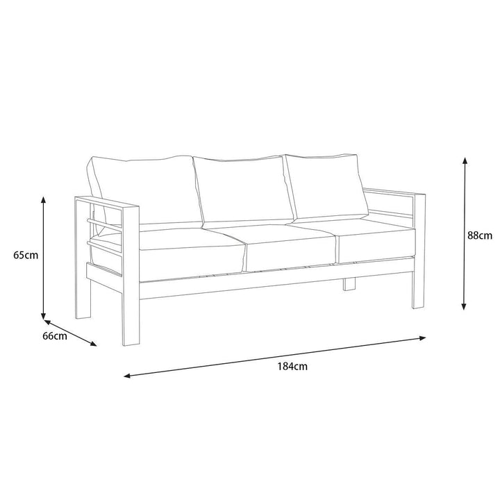 Paris 5 Seater White Aluminium Sofa Lounge Suite - Light Grey Cushion - Moda Living