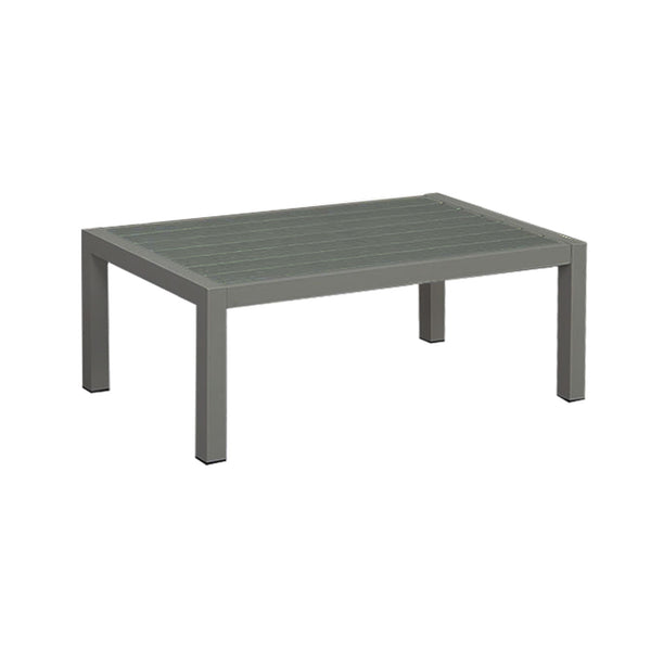 Manly Charcoal Aluminium Outdoor Coffee Table with faux wood Top (110x62cm)