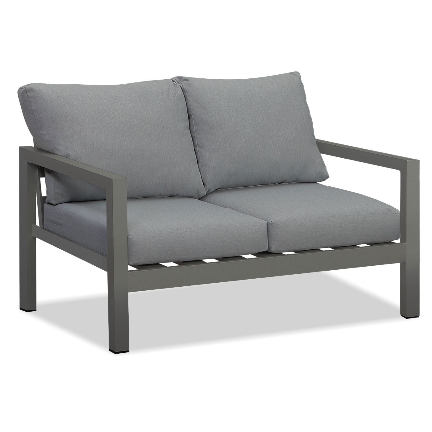Manly 4 Seater Charcoal Aluminium Sofa Lounge Set - Grey Cushion - Moda Living