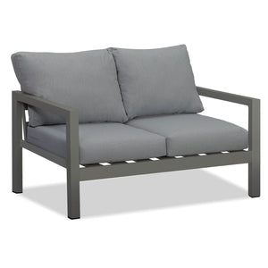 Manly 4 Seater Charcoal Aluminium Sofa Lounge Set - Grey Cushion - Moda Living