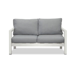Manly 4 Seater White Aluminium Sofa Lounge Set - Grey Cushion - Moda Living