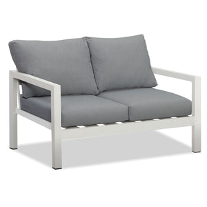 Manly 4 Seater White Aluminium Sofa Lounge Set - Grey Cushion - Moda Living
