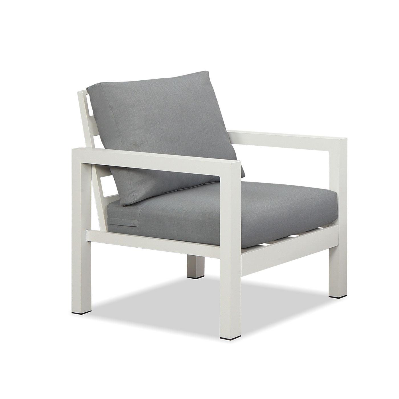Manly 4 Seater White Aluminium Sofa Lounge Set - Grey Cushion - Moda Living