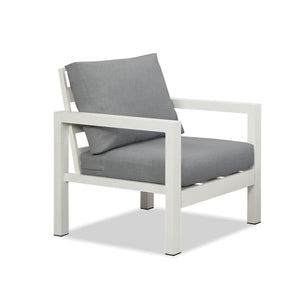 Manly 4 Seater White Aluminium Sofa Lounge Set - Grey Cushion - Moda Living