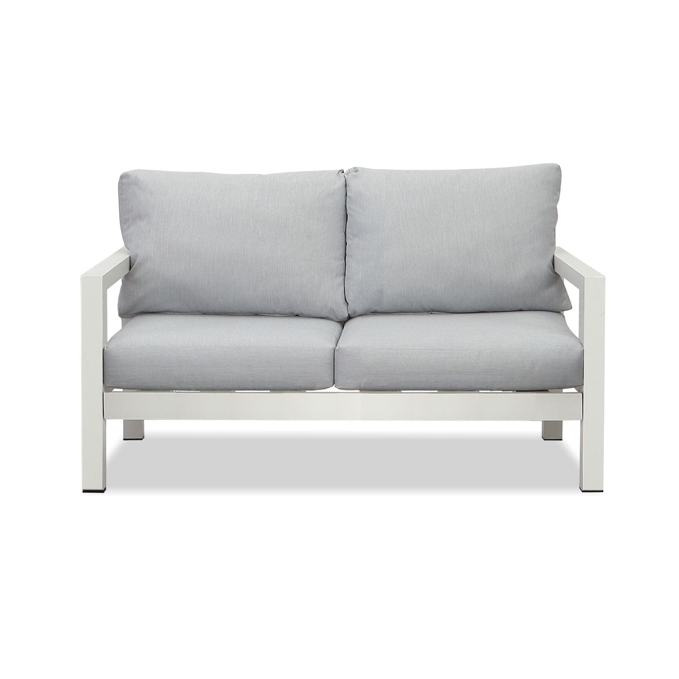 Manly 4 Seater White Aluminium Sofa Lounge Set - Light Grey Cushion - Moda Living