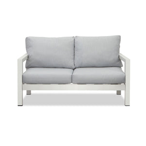 Manly 4 Seater White Aluminium Sofa Lounge Set - Light Grey Cushion - Moda Living