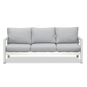 Manly 5 Seater White Aluminium Sofa Lounge Set - Light Grey Cushion - Moda Living