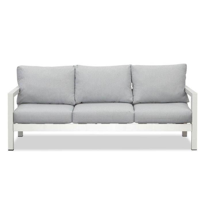 Manly 5 Seater White Aluminium Sofa Lounge Set - Light Grey Cushion - Moda Living