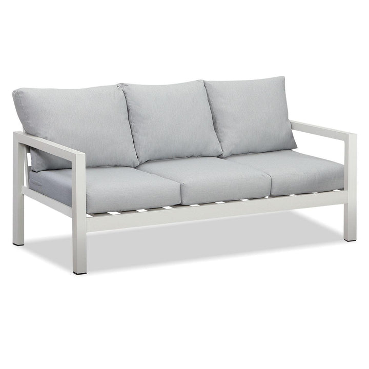 Manly 5 Seater White Aluminium Sofa Lounge Set - Light Grey Cushion - Moda Living