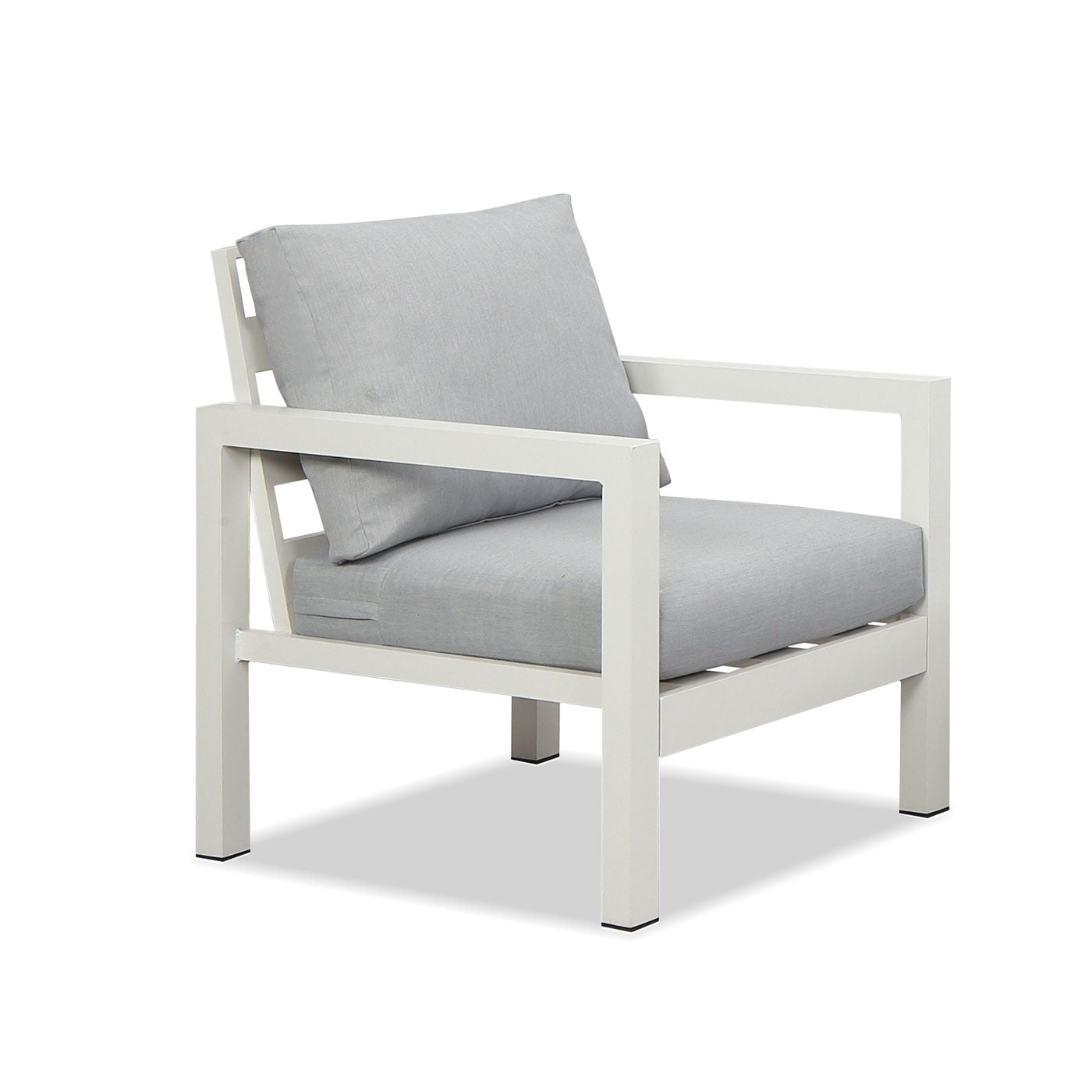 Manly 4 Seater White Aluminium Sofa Lounge Set - Light Grey Cushion - Moda Living