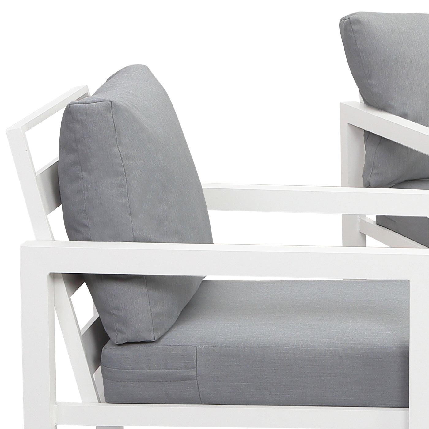Manly 4 Seater White Aluminium Sofa Lounge Set - Grey Cushion - Moda Living