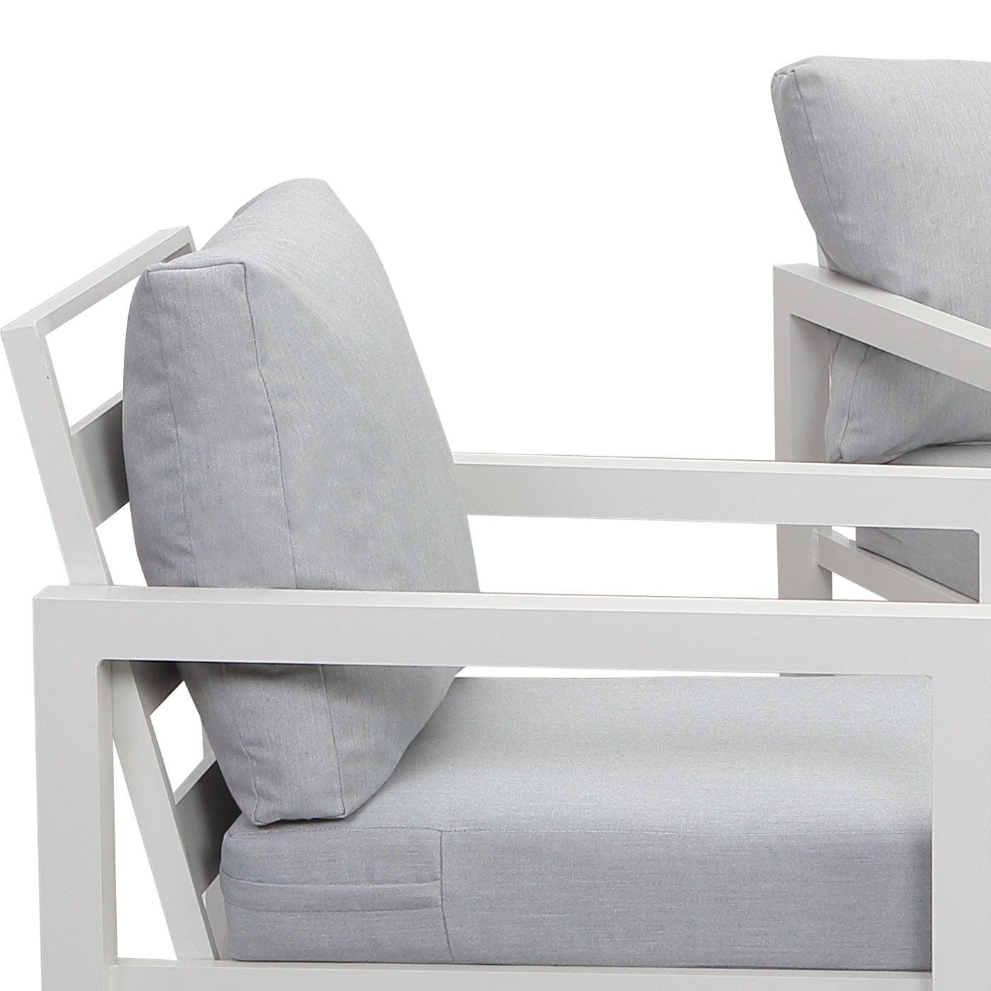 Manly 4 Seater White Aluminium Sofa Lounge Set - Light Grey Cushion - Moda Living