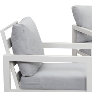 Manly 4 Seater White Aluminium Sofa Lounge Set - Light Grey Cushion - Moda Living