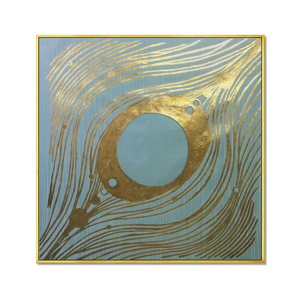 Framed Oil Painting Hand Painted Abstract Modern Canvas - Feathery (100cm x 100cm) - Moda Living