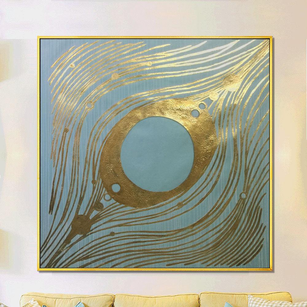 Framed Oil Painting Hand Painted Abstract Modern Canvas - Feathery (100cm x 100cm) - Moda Living