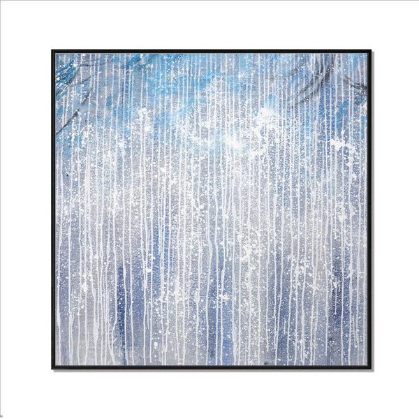 Framed Oil Painting Hand Painted Abstract Modern Canvas - Cerulean Forest (100cm x 100cm) - Moda Living
