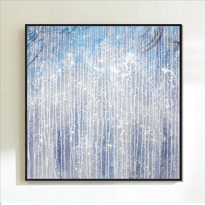 Framed Oil Painting Hand Painted Abstract Modern Canvas - Cerulean Forest (100cm x 100cm) - Moda Living