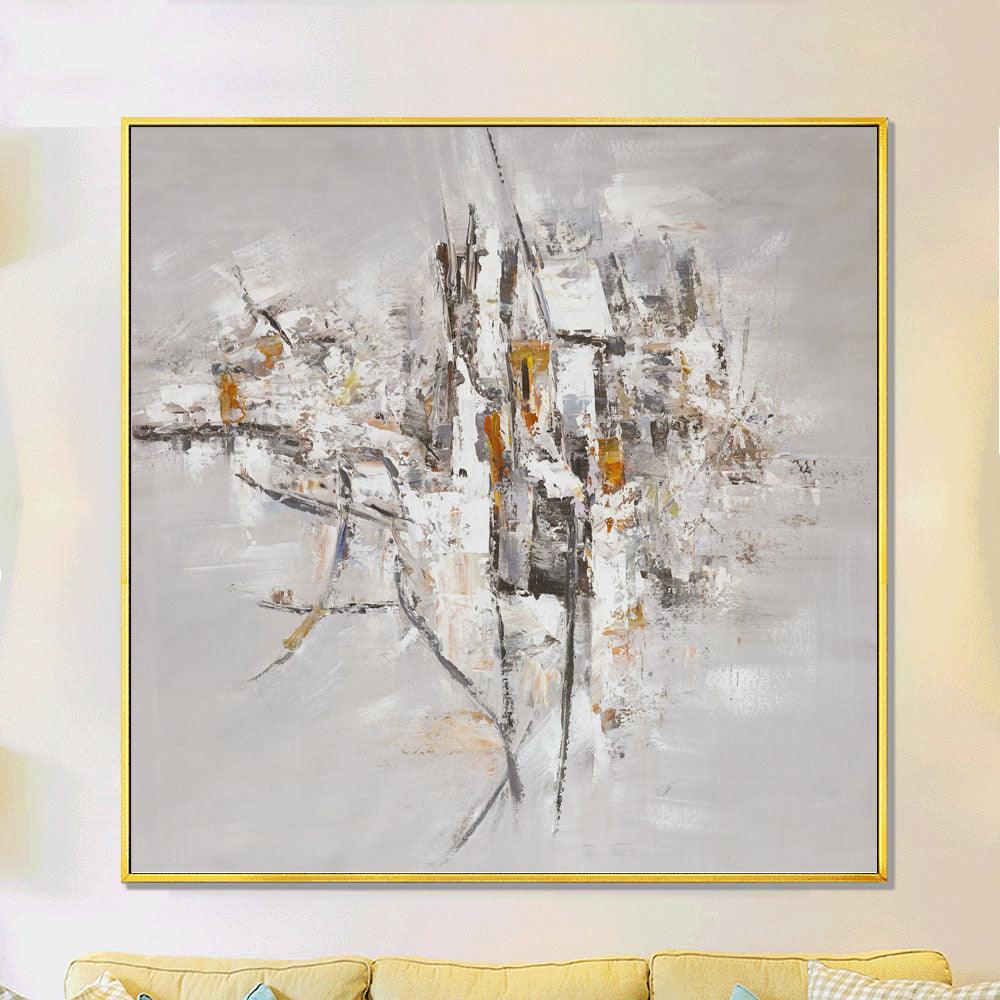 Framed Oil Painting Hand Painted Abstract Modern Canvas - Inspiration (100cm x 100cm) - Moda Living