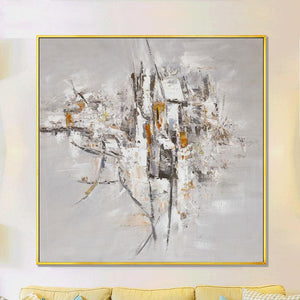 Framed Oil Painting Hand Painted Abstract Modern Canvas - Inspiration (100cm x 100cm) - Moda Living