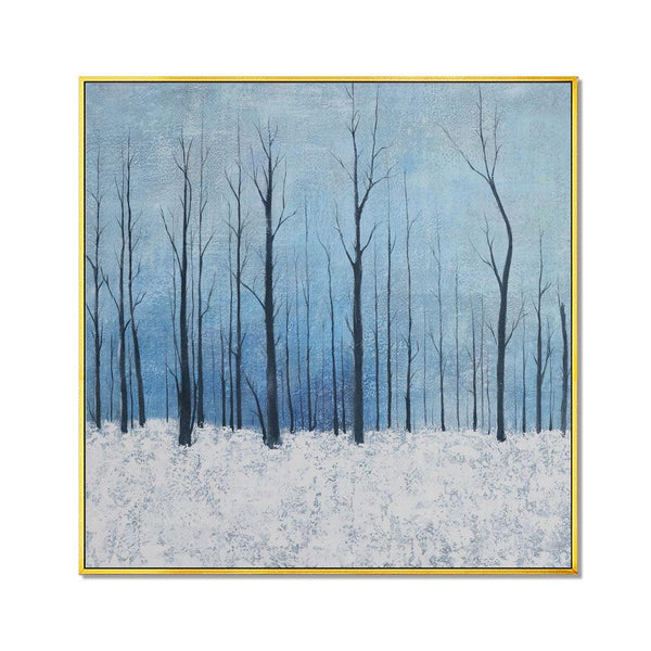 Framed Oil Painting Hand Painted Botanical Abstract Canvas - Forest (100cm x 100cm) - Moda Living