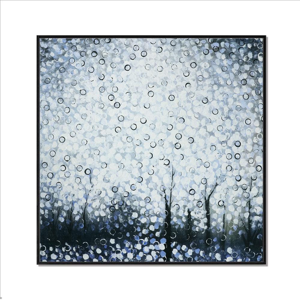 Framed Oil Painting Hand Painted Botanical Abstract Canvas - Stary Forest  (100cm x 100cm) - Moda Living