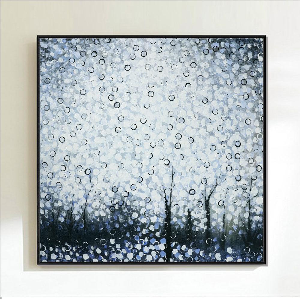 Framed Oil Painting Hand Painted Botanical Abstract Canvas - Stary Forest  (100cm x 100cm) - Moda Living