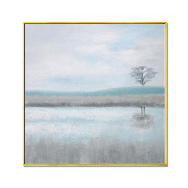 Framed Oil Painting Hand Painted Landscape Modern Canvas - Riverdale (100cm x 100cm) - Moda Living