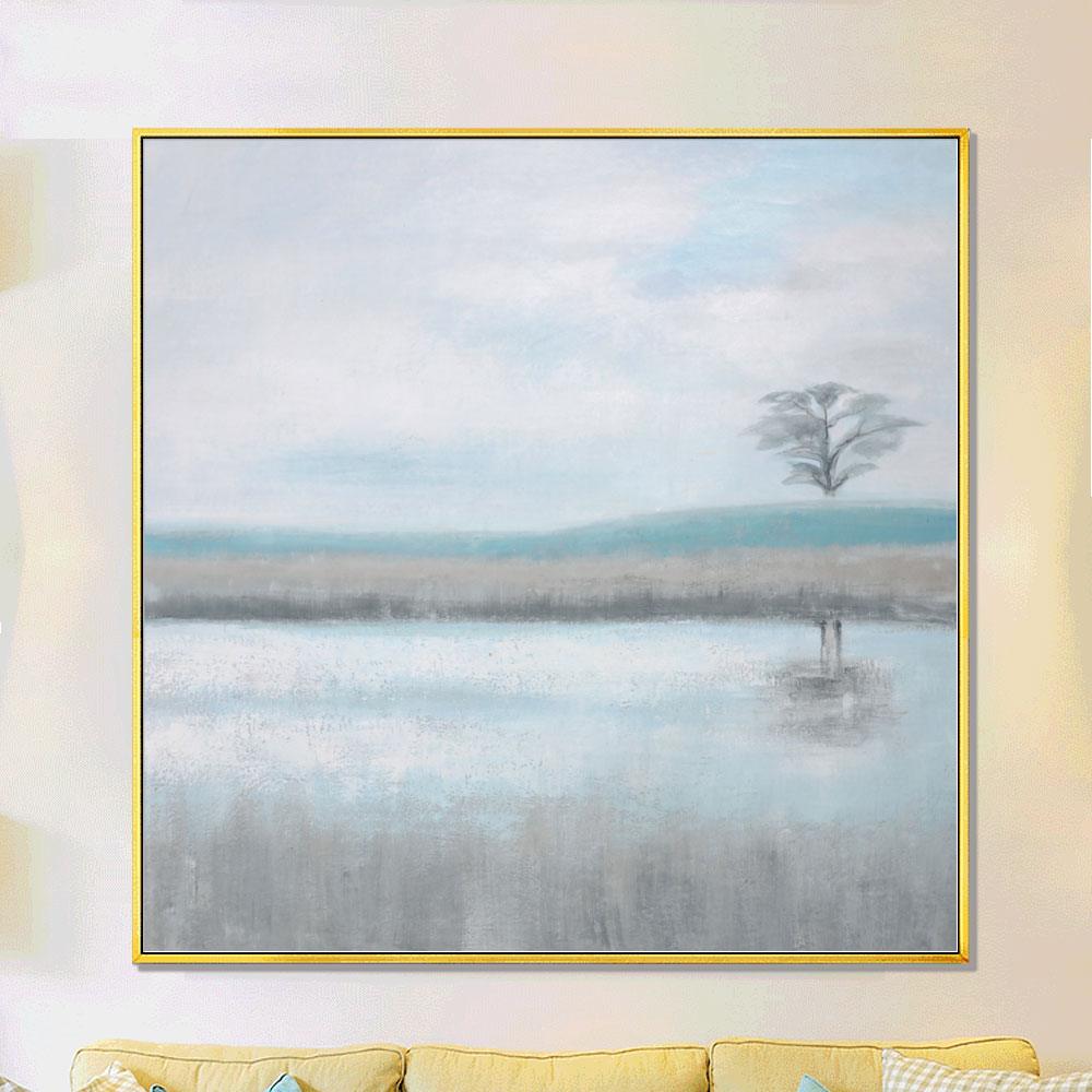 Framed Oil Painting Hand Painted Landscape Modern Canvas - Riverdale (100cm x 100cm) - Moda Living