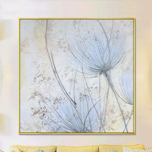 Framed Oil Painting Hand Painted Botanical Abstract Canvas - Plants In The Wind (100cm x 100cm) - Moda Living