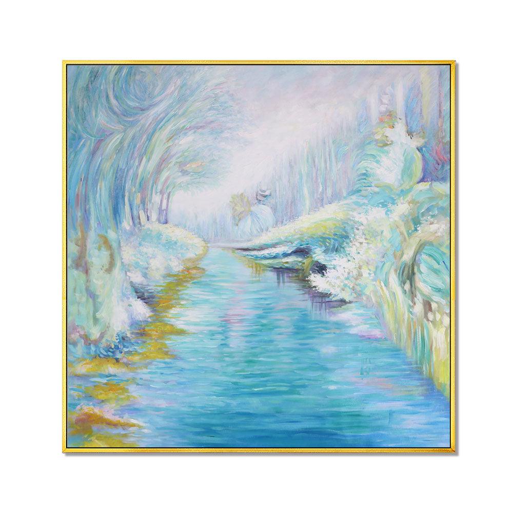 Framed Oil Painting Hand Painted Abstract Modern Canvas - Wonderland (100cm x 100cm) - Moda Living