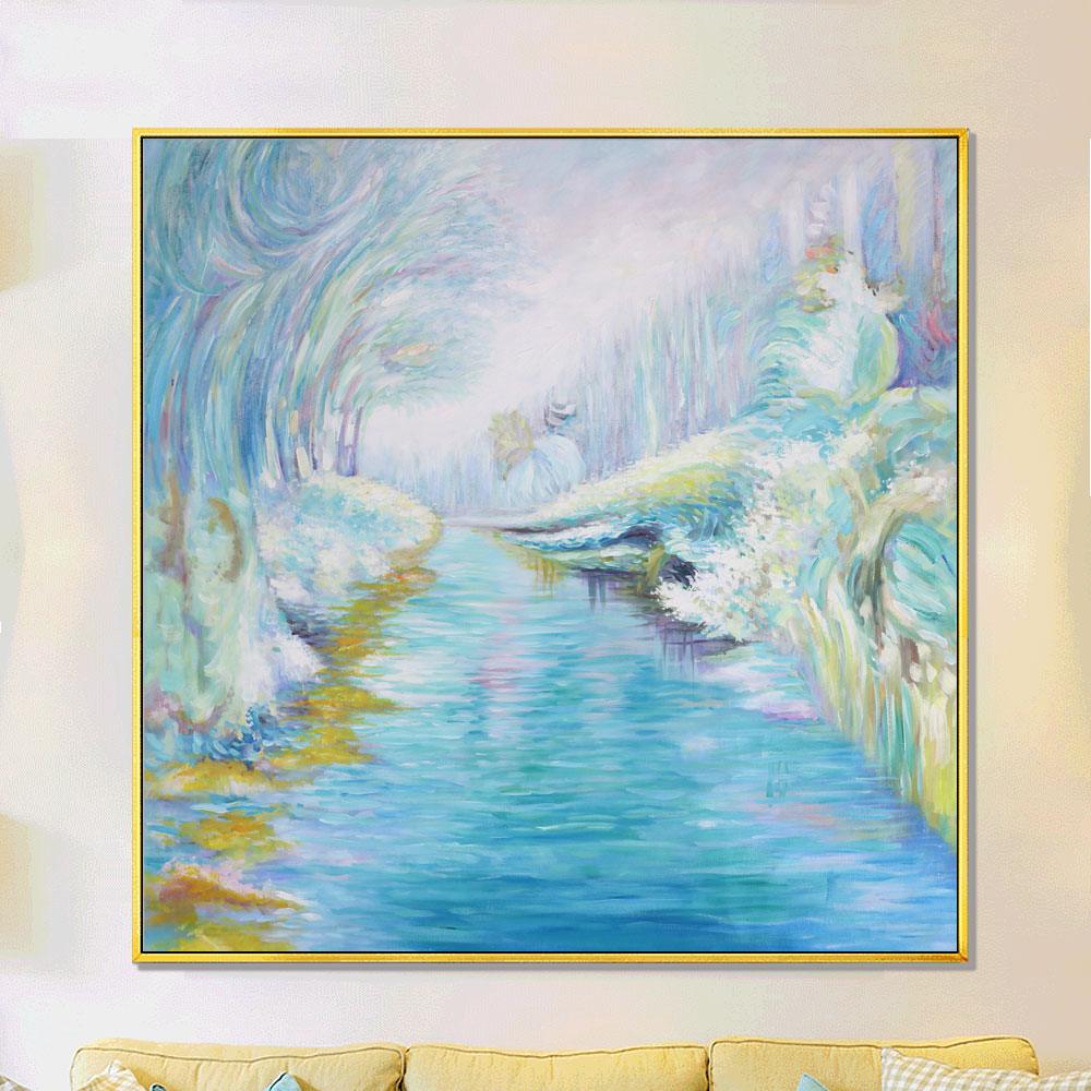 Framed Oil Painting Hand Painted Abstract Modern Canvas - Wonderland (100cm x 100cm) - Moda Living