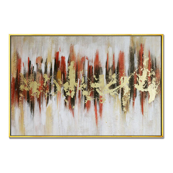 Framed Oil Painting Hand Painted Abstract Modern Canvas - Flames (120cm x 80cm) - Moda Living