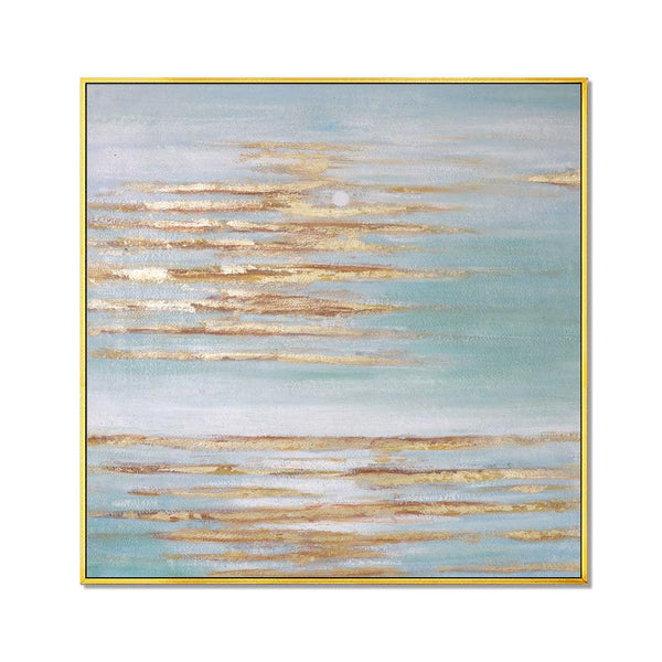 Framed Oil Painting Hand Painted Abstract Modern Canvas - Sunset (100cm x 100cm) - Moda Living