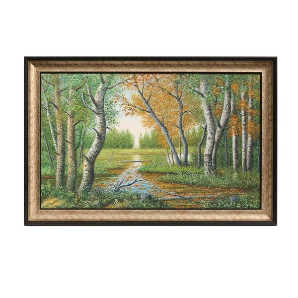 Framed Oil Painting Hand Painted Botanical Classic Canvas - Forest (120cm x 80cm) - Moda Living