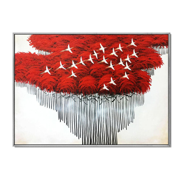 Framed Oil Painting Hand Painted Abstract Modern Animals Canva - Birds (122cm x 91cm) - Moda Living