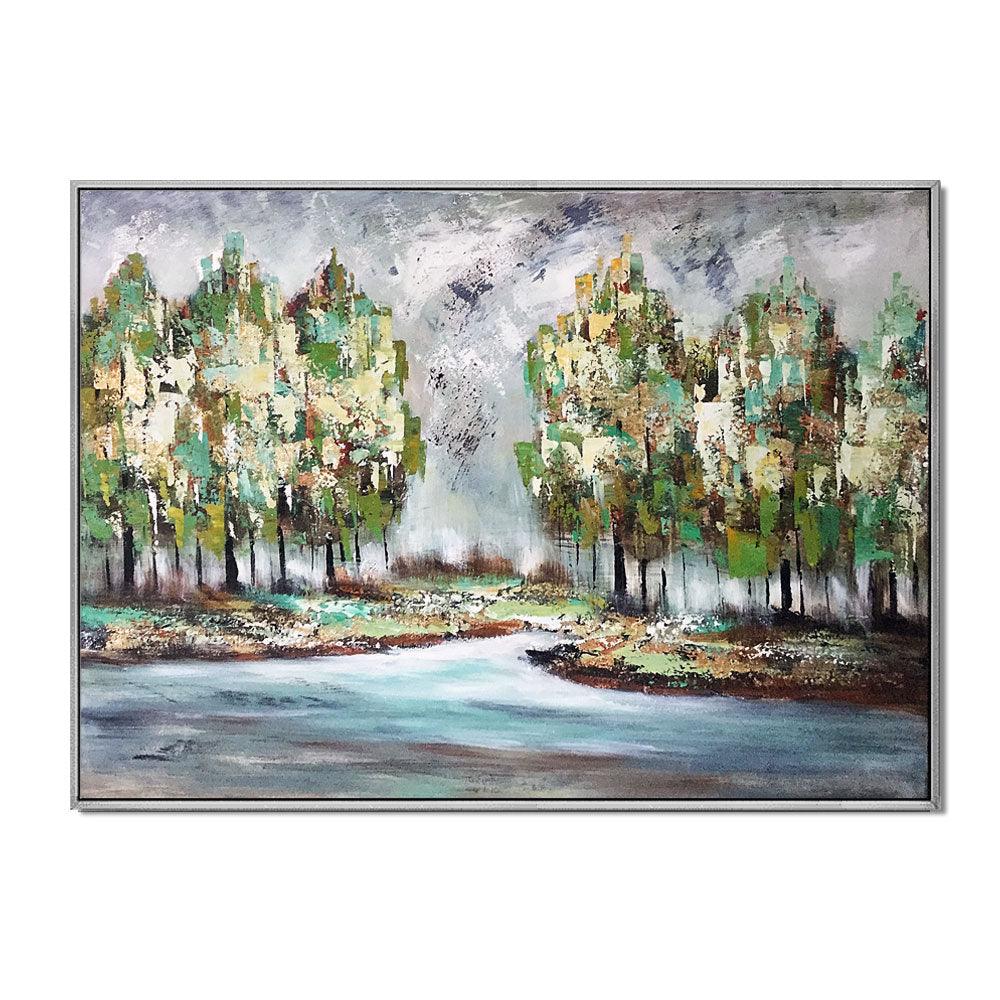 Framed Oil Painting Hand Painted Botanical Abstract Canvas - Trees (91cm x 122cm) - Moda Living