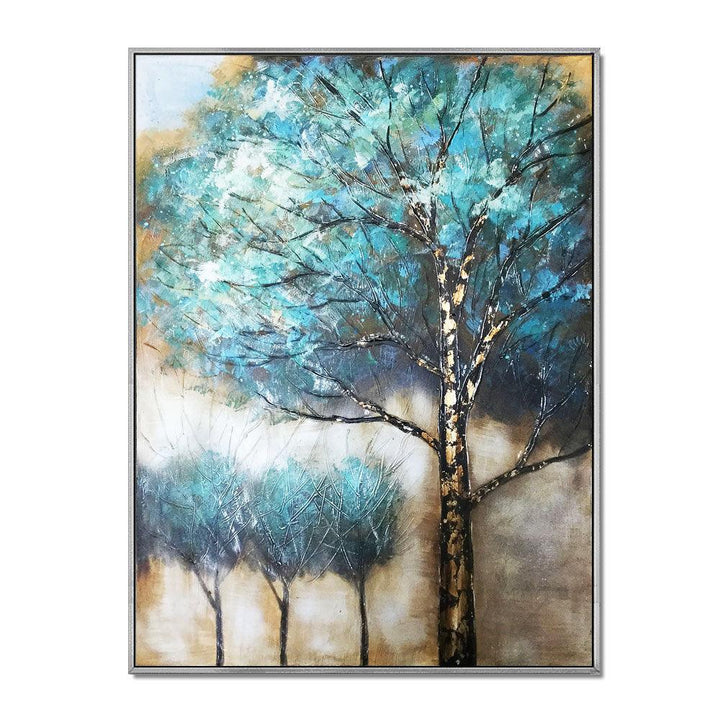 Framed Oil Painting Hand Painted Botanical Abstract Canvas - Trees (122cm x 91cm) - Moda Living