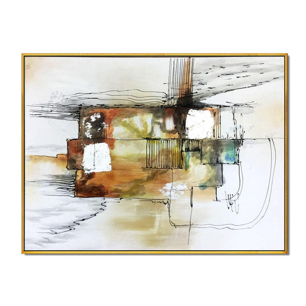 Framed Oil Painting Hand Painted Abstract Modern Canvas - No Name (91cm x 122cm) - Moda Living