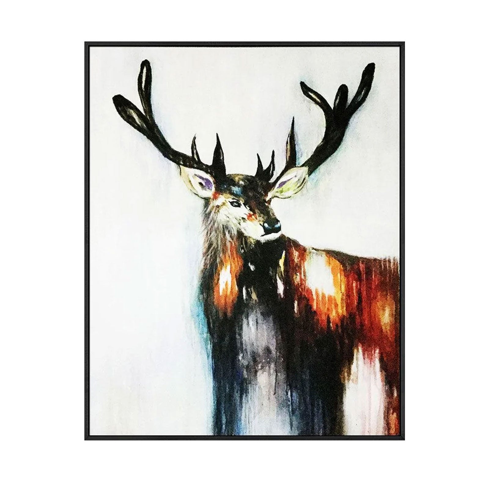 Framed Oil Painting Hand Painted Animals Pop Art Canvas - Deer (117cm x 96cm) - Moda Living